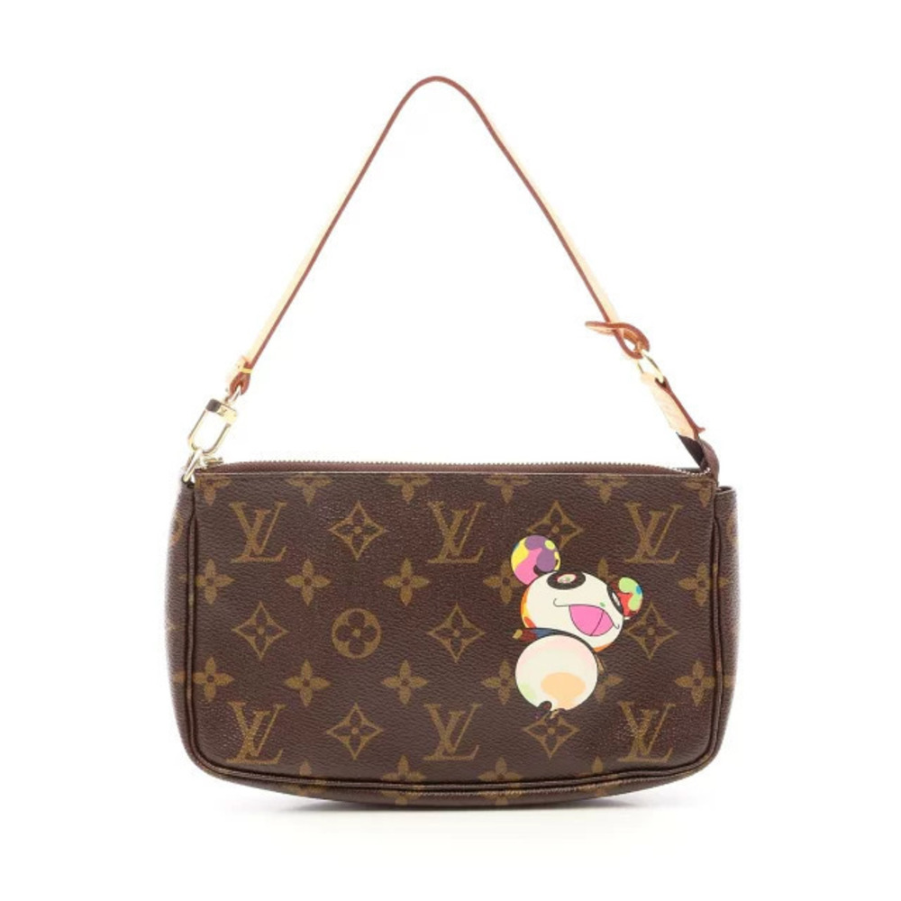 Louis Vuitton Pochette Accessoires Top Handle Bag Canvas Leather Monogram Brown